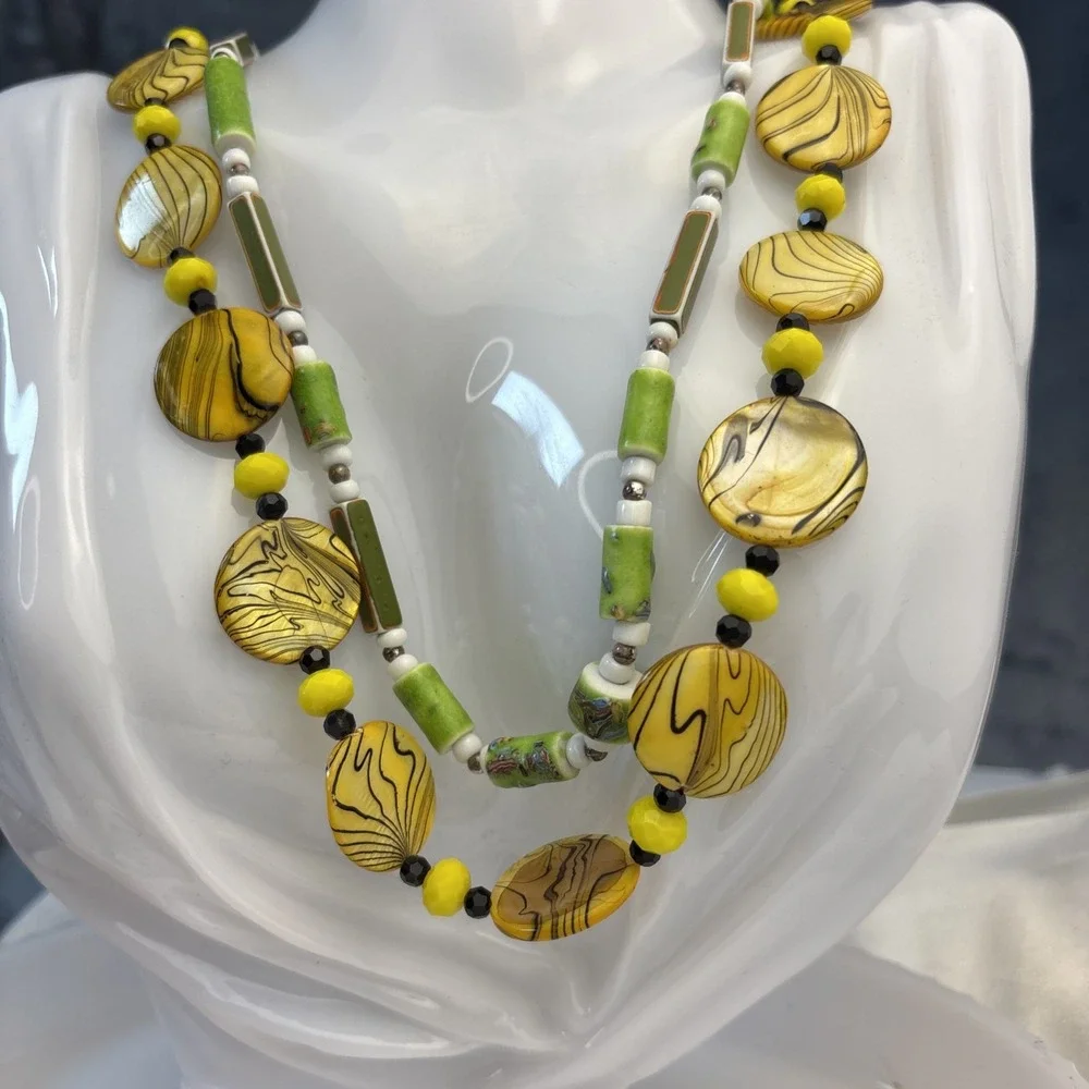 Yellow Green Beaded Necklaces 20